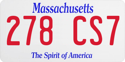 MA license plate 278CS7