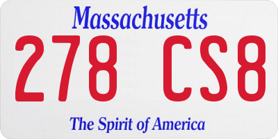 MA license plate 278CS8