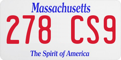 MA license plate 278CS9