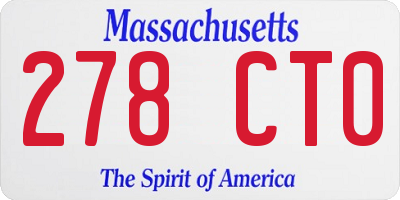 MA license plate 278CT0