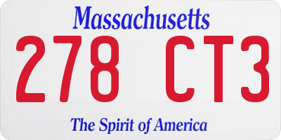 MA license plate 278CT3
