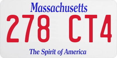 MA license plate 278CT4