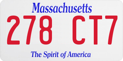 MA license plate 278CT7