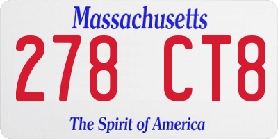 MA license plate 278CT8