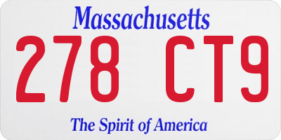 MA license plate 278CT9