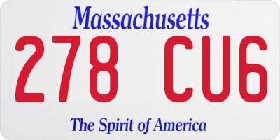 MA license plate 278CU6