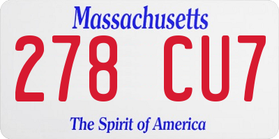 MA license plate 278CU7