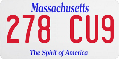 MA license plate 278CU9