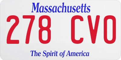 MA license plate 278CV0