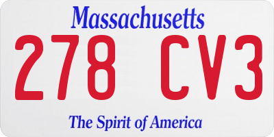 MA license plate 278CV3