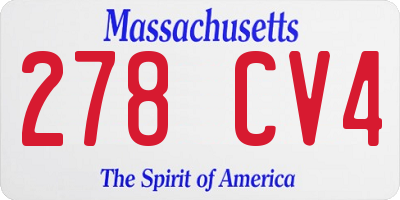 MA license plate 278CV4