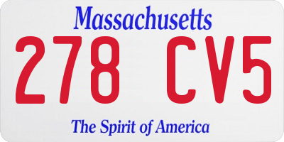 MA license plate 278CV5