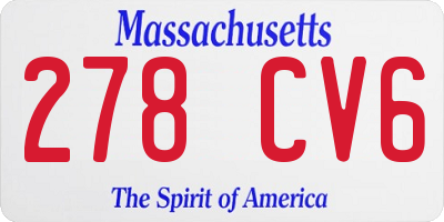 MA license plate 278CV6