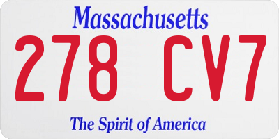 MA license plate 278CV7