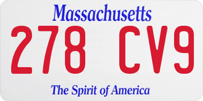 MA license plate 278CV9