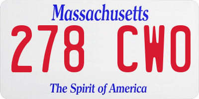 MA license plate 278CW0