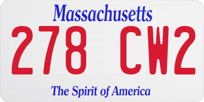 MA license plate 278CW2