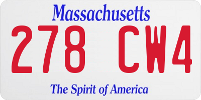 MA license plate 278CW4