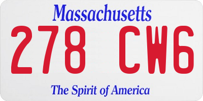 MA license plate 278CW6