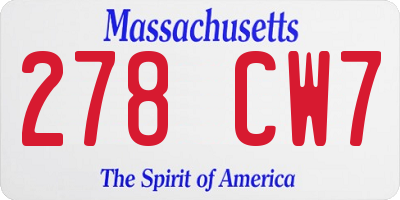 MA license plate 278CW7