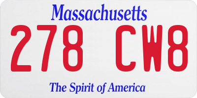 MA license plate 278CW8