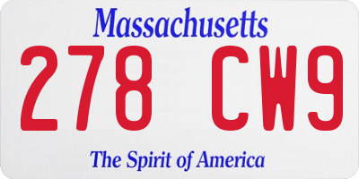 MA license plate 278CW9