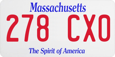 MA license plate 278CX0