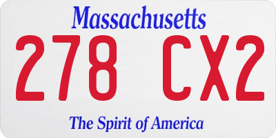 MA license plate 278CX2
