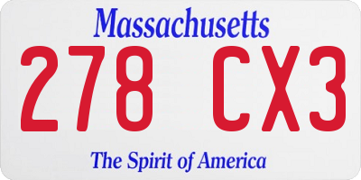 MA license plate 278CX3