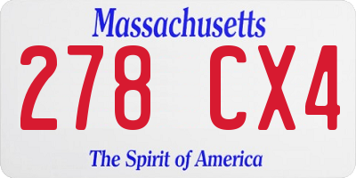 MA license plate 278CX4