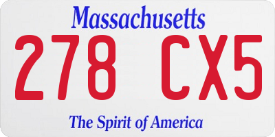 MA license plate 278CX5