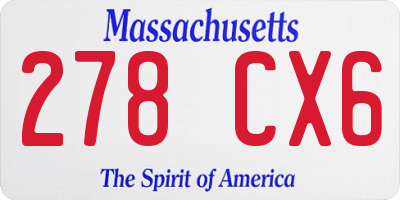 MA license plate 278CX6