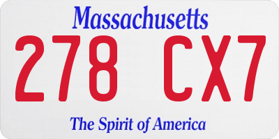 MA license plate 278CX7