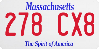 MA license plate 278CX8