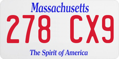MA license plate 278CX9