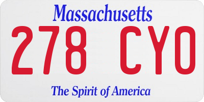 MA license plate 278CY0