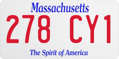MA license plate 278CY1