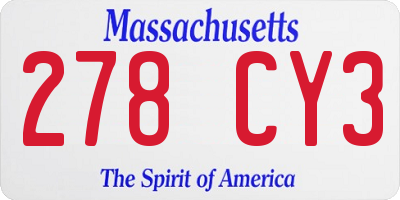 MA license plate 278CY3