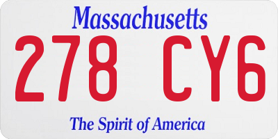MA license plate 278CY6