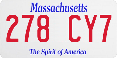 MA license plate 278CY7