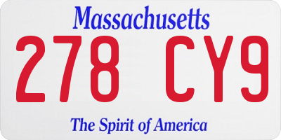 MA license plate 278CY9