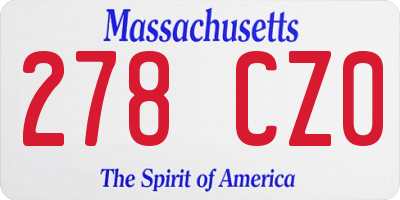 MA license plate 278CZ0