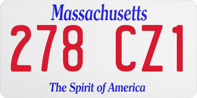 MA license plate 278CZ1