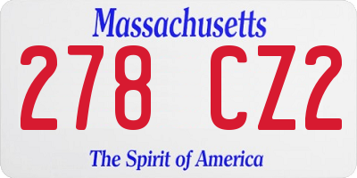 MA license plate 278CZ2