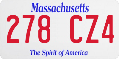 MA license plate 278CZ4