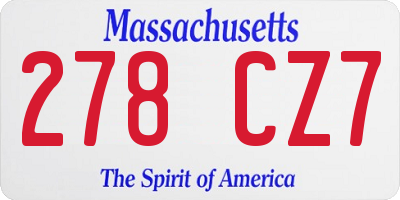 MA license plate 278CZ7