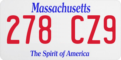 MA license plate 278CZ9