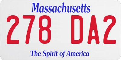 MA license plate 278DA2