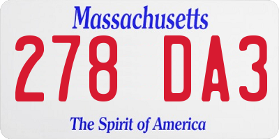 MA license plate 278DA3