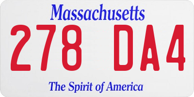 MA license plate 278DA4